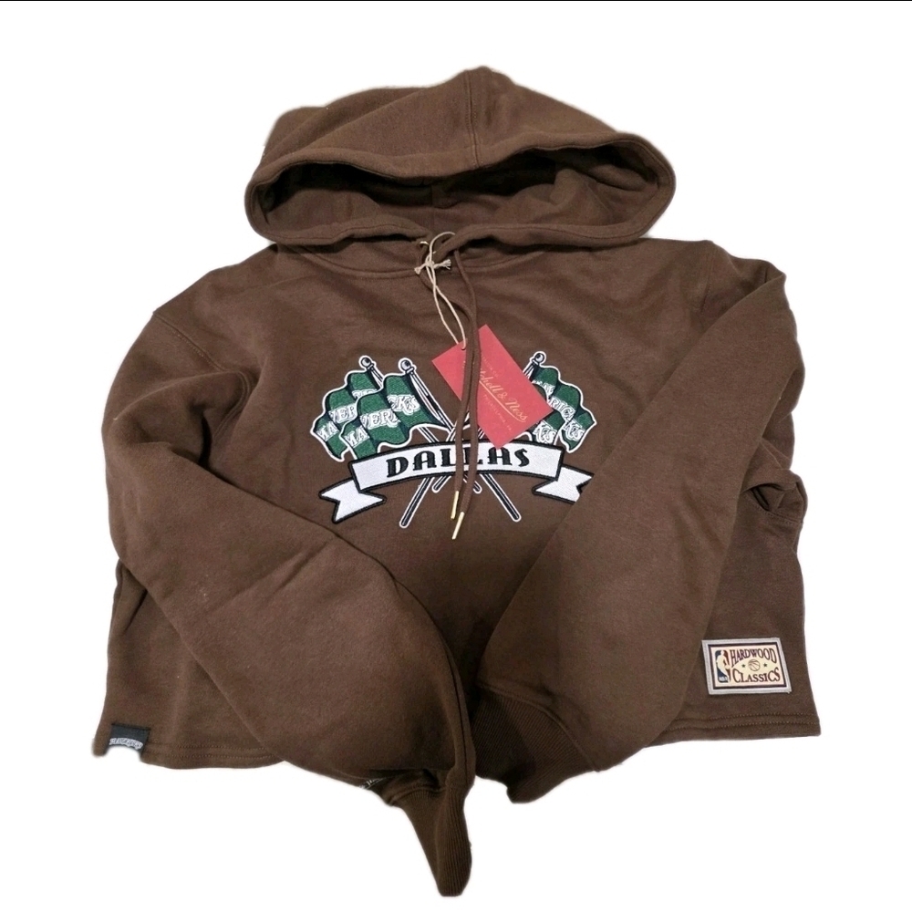 Mitchell and Ness Dallas Mavericks Cropped Harwood Classic Hoodie NWT Small